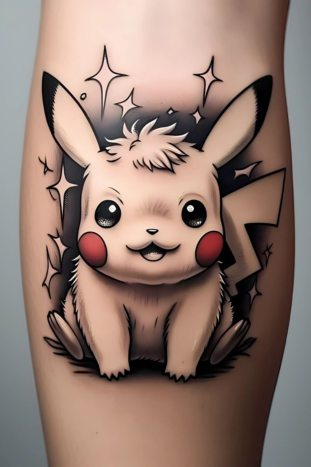 Pikachu Tattoo Black and White