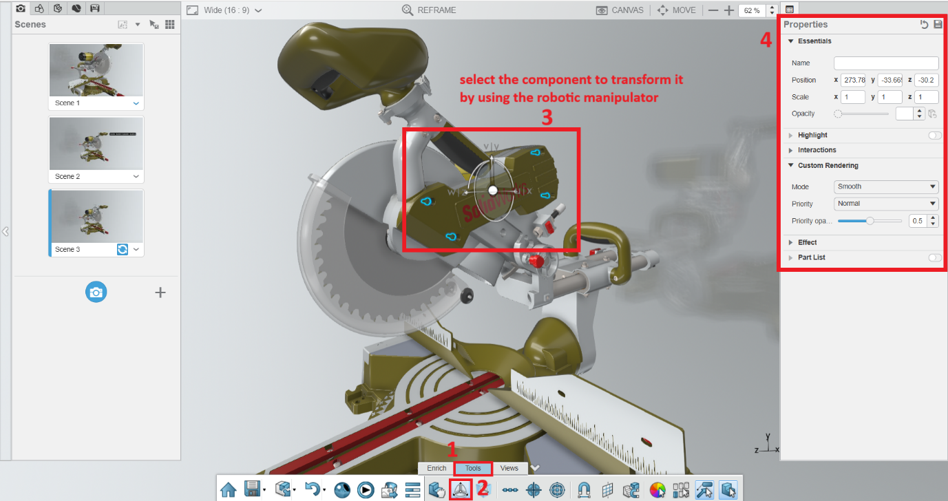 Managing content in xHighlight for 3DEXPERIENCE with design, scenes, and materials