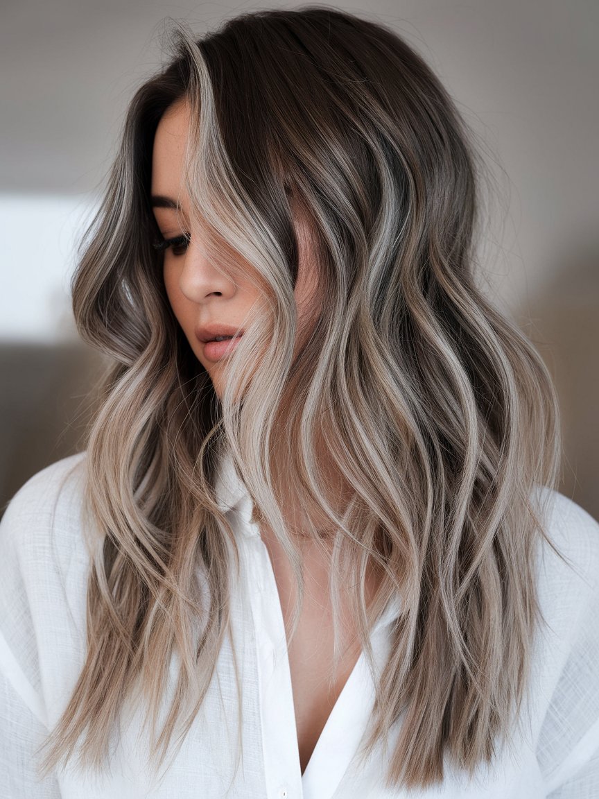 4. Wavy Lob With Subtle Balayage