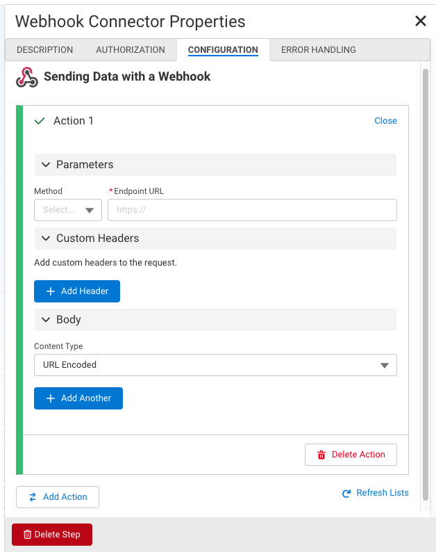 Webhook Connector Properties