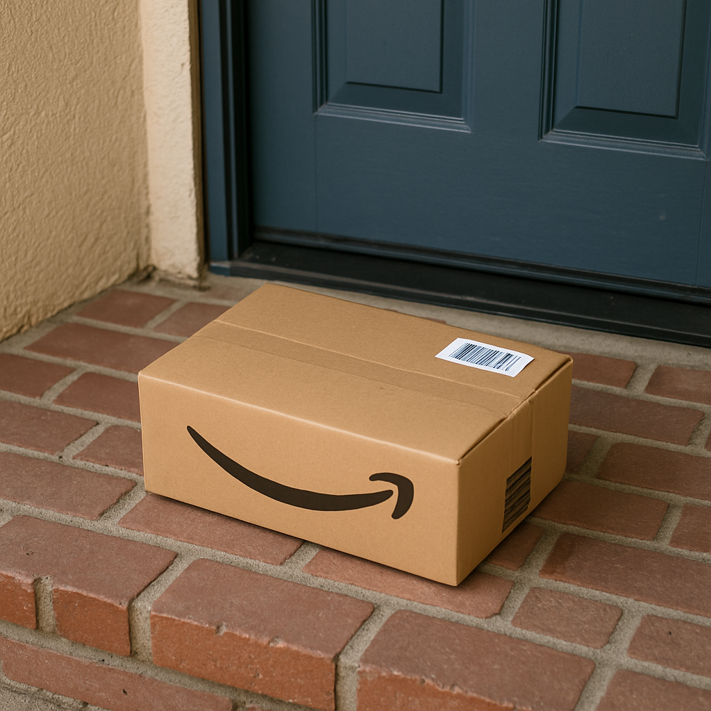 Amazon delivery box on doorstep