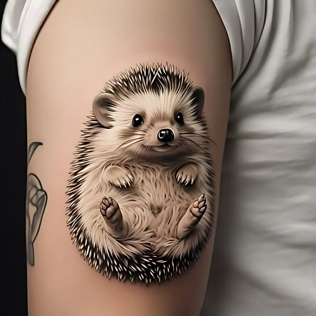 Realistic Hedgehog Tattoo