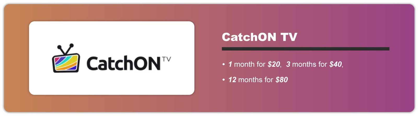 CatchON TV Pricing