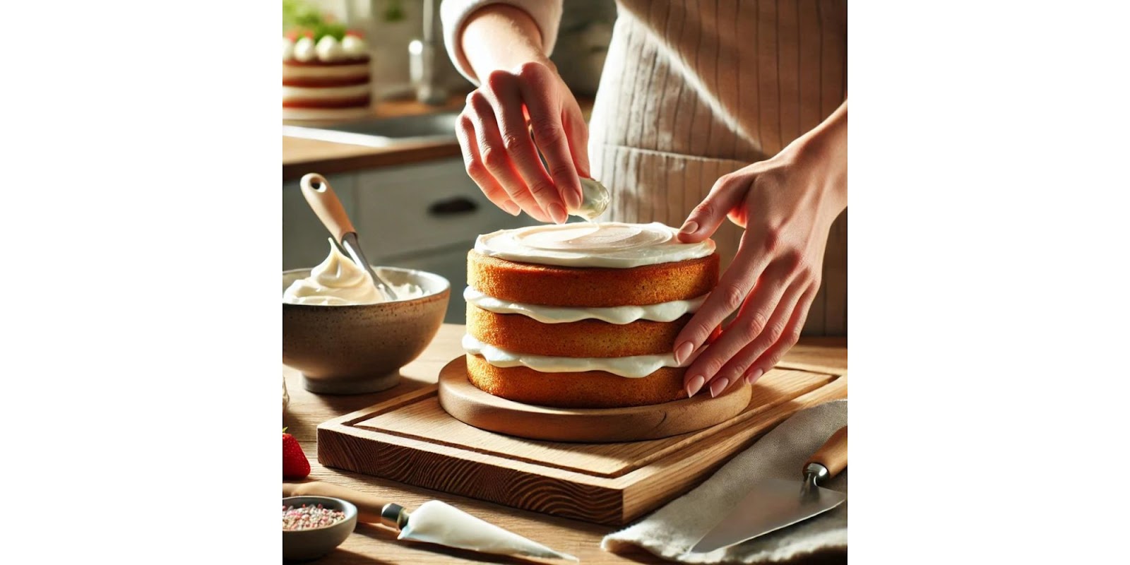 Layering the Cake with Whipped Cream and Freezing Between Layers