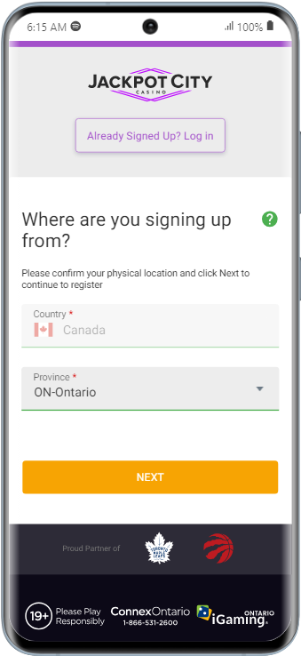 Jackpot City Ontario app registration