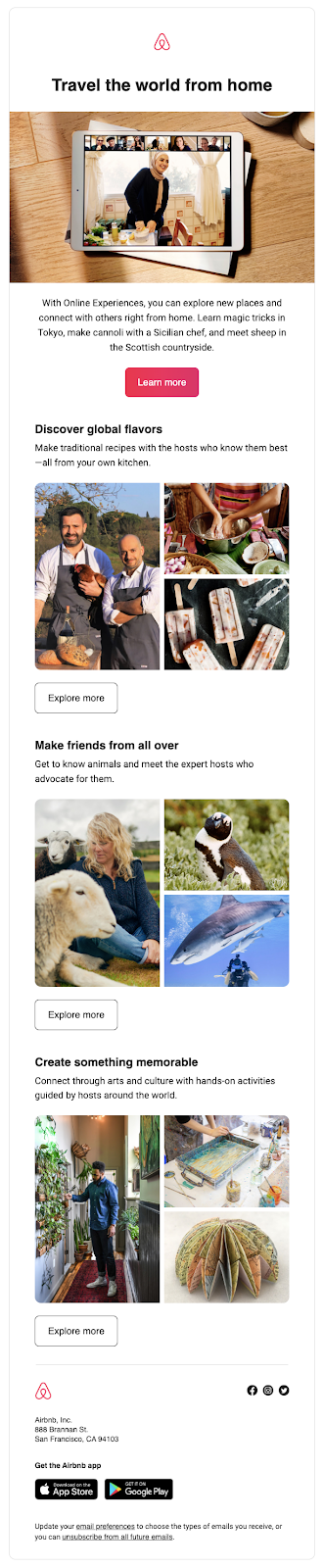 Airbnb newsletter