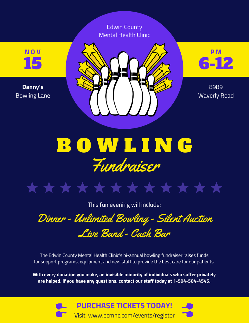 Indigo Bowling Fundraising Poster