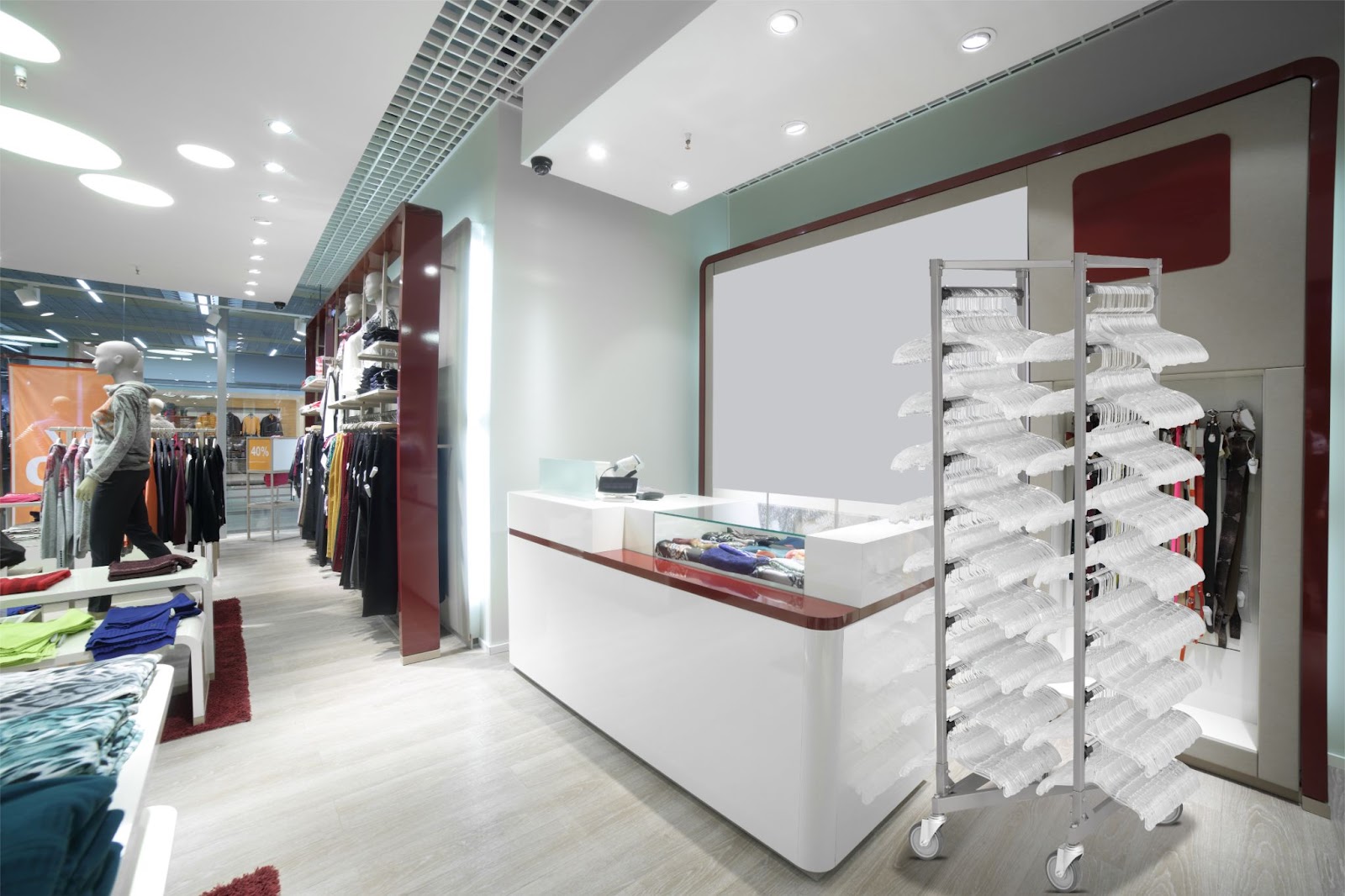 IRSG Mobile Hanger Transfer Rack In Retail Store