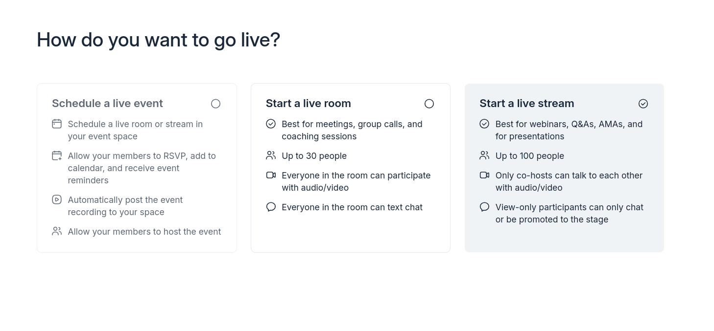Circle native livestreaming