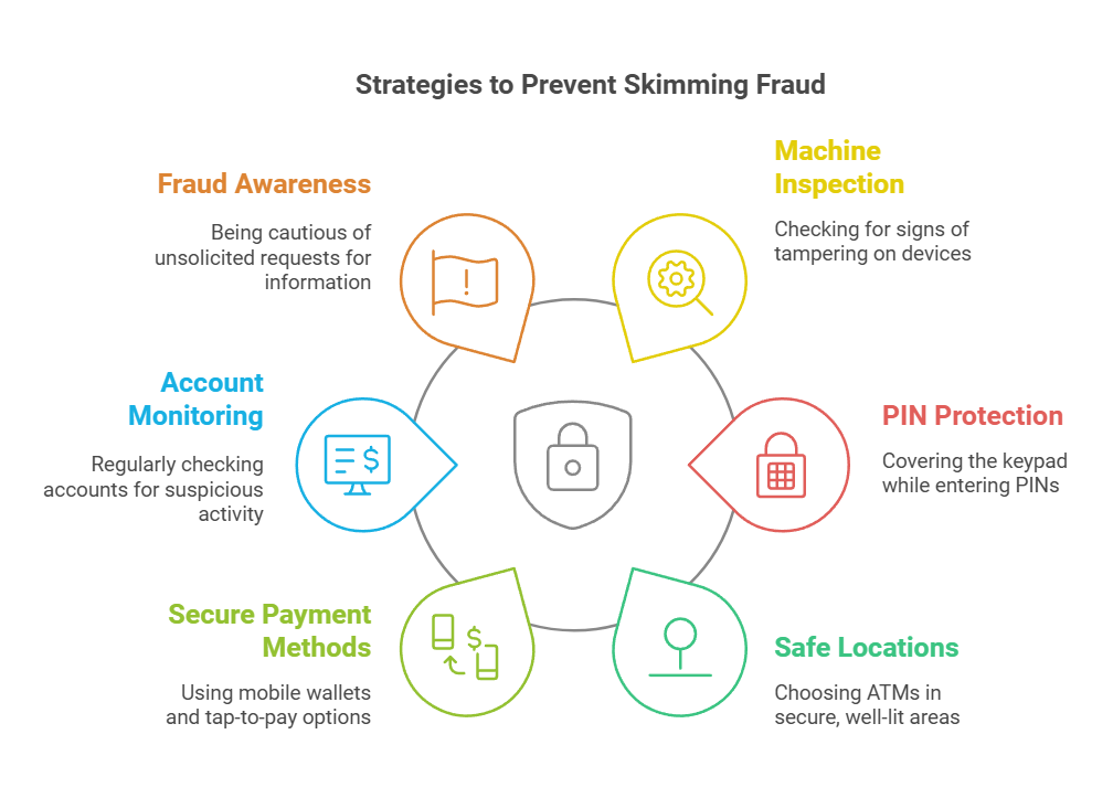 Infographic outlining strategies to prevent skimming fraud