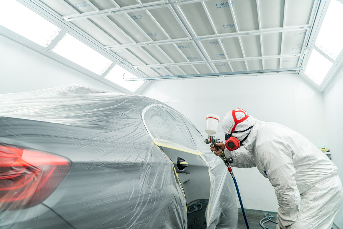 After the primer is dried out, multiple layers of colour coat is applied. This steps give the desired colour to the vehicle.