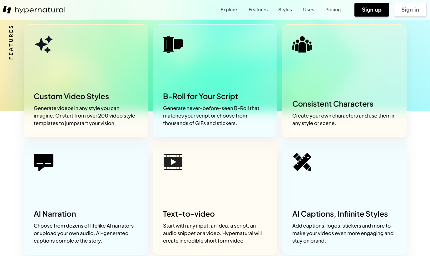 tangkapan layar website Hypernatural AI