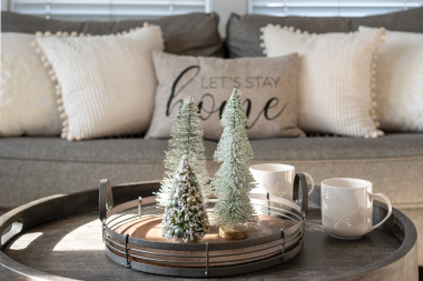 deck the halls diy holiday remodeling projects to prepare for the season coffee table with mini christmas trees and coffee cups custom built michigan