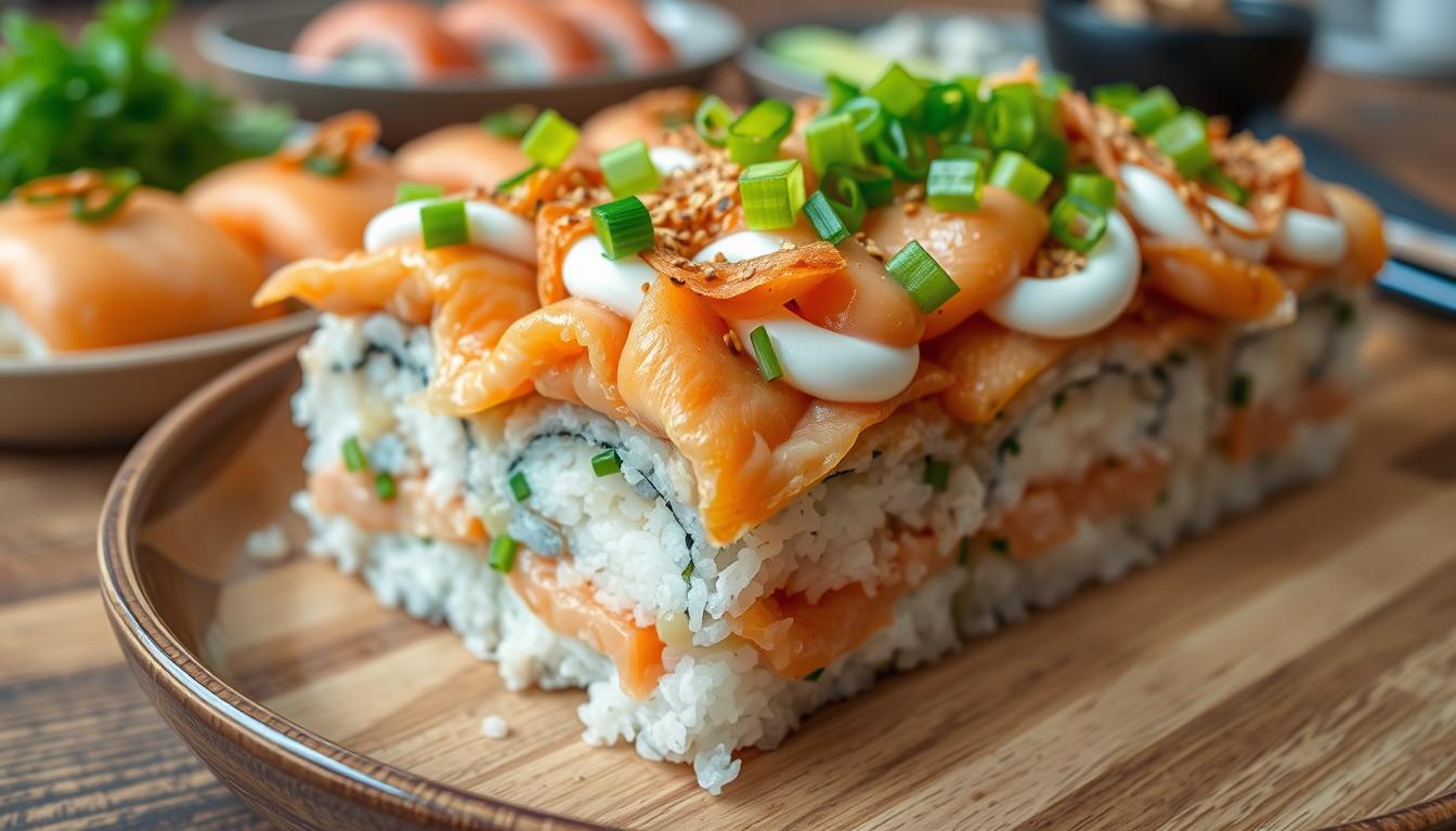 salmon sushi bake