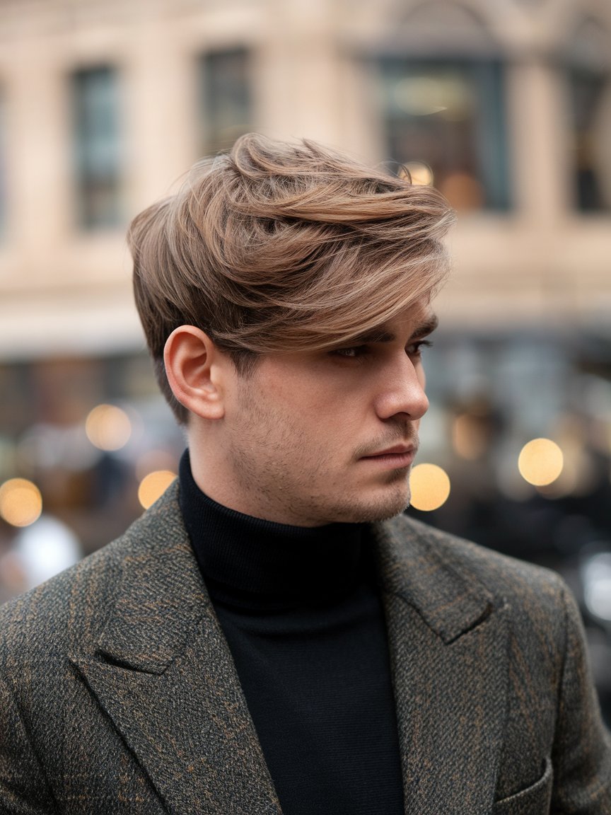 20. Side-Swept Textured Layers: Sophisticated and Stylish