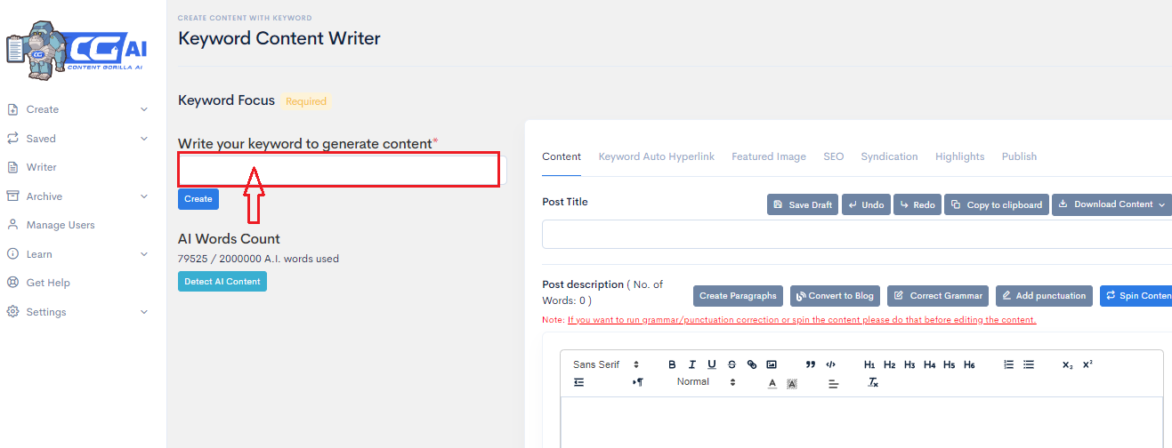 Content Gorilla Keyword Article Writer