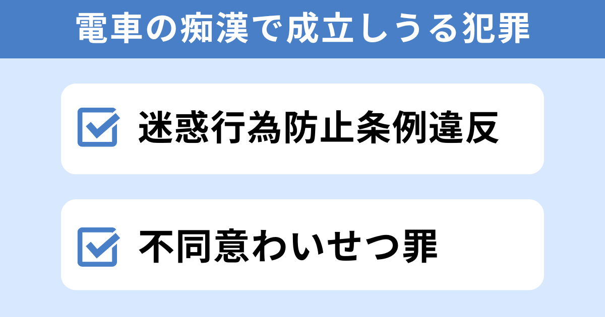 電車の痴漢で成立しうる犯罪