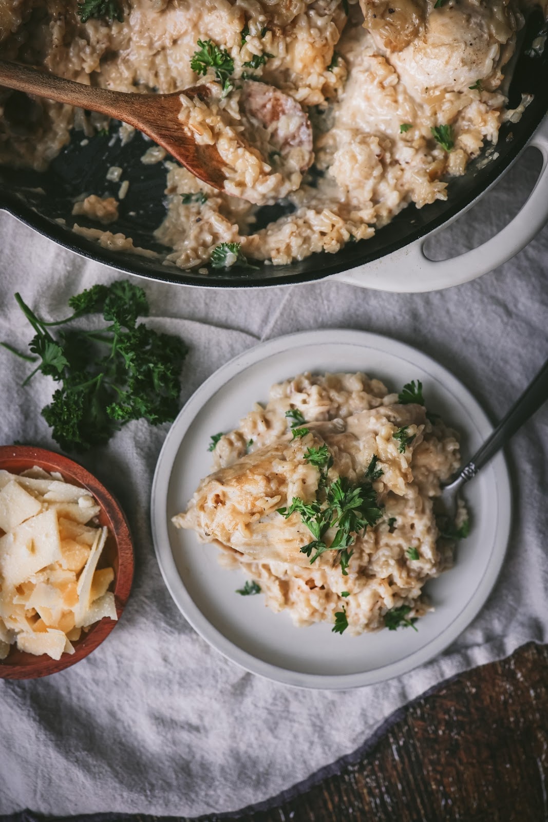 one pan creamy parmesan chicken and rice