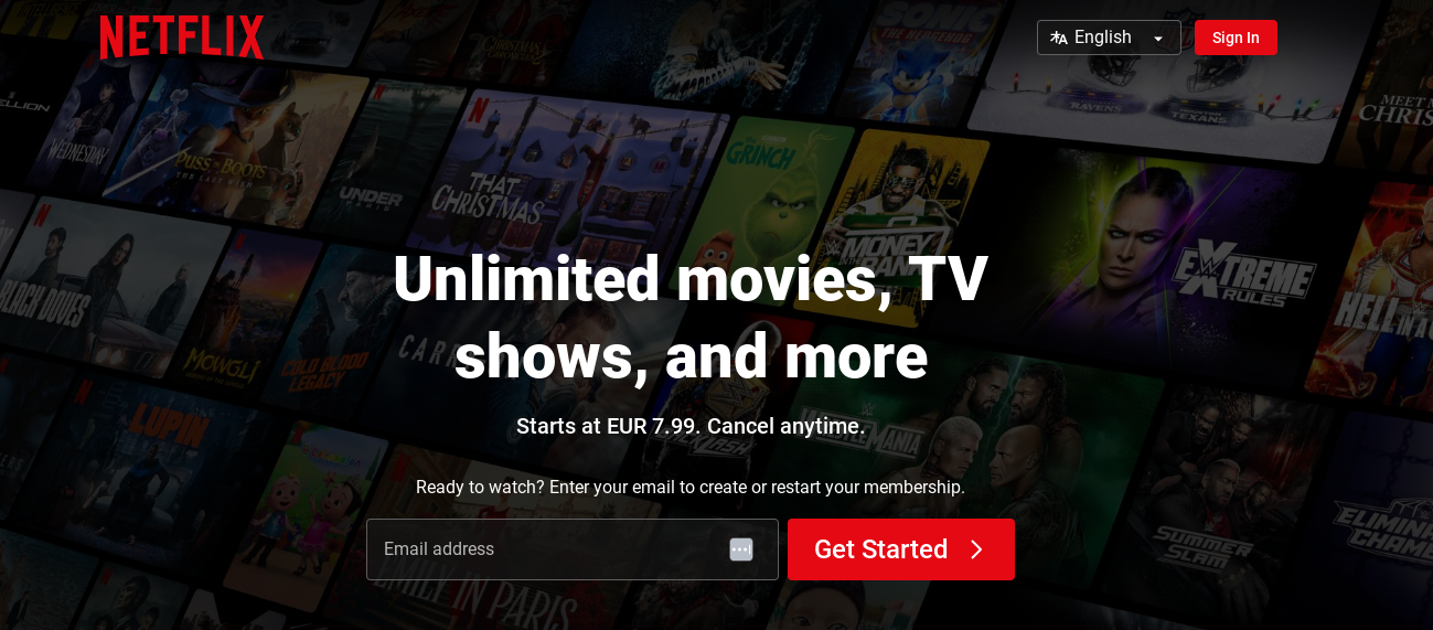 Netflix landing page