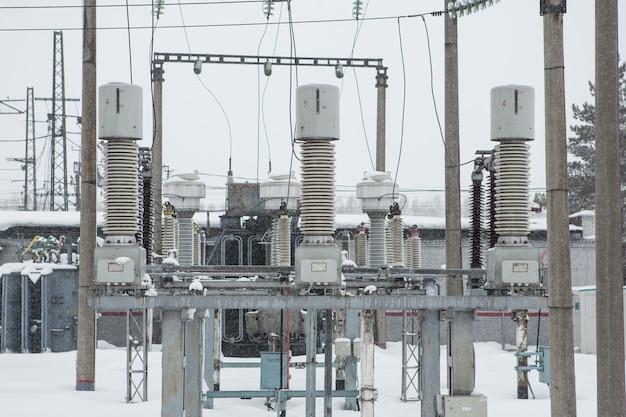Panoramic shot of factory in winter