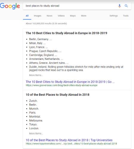 Double-featured snippets