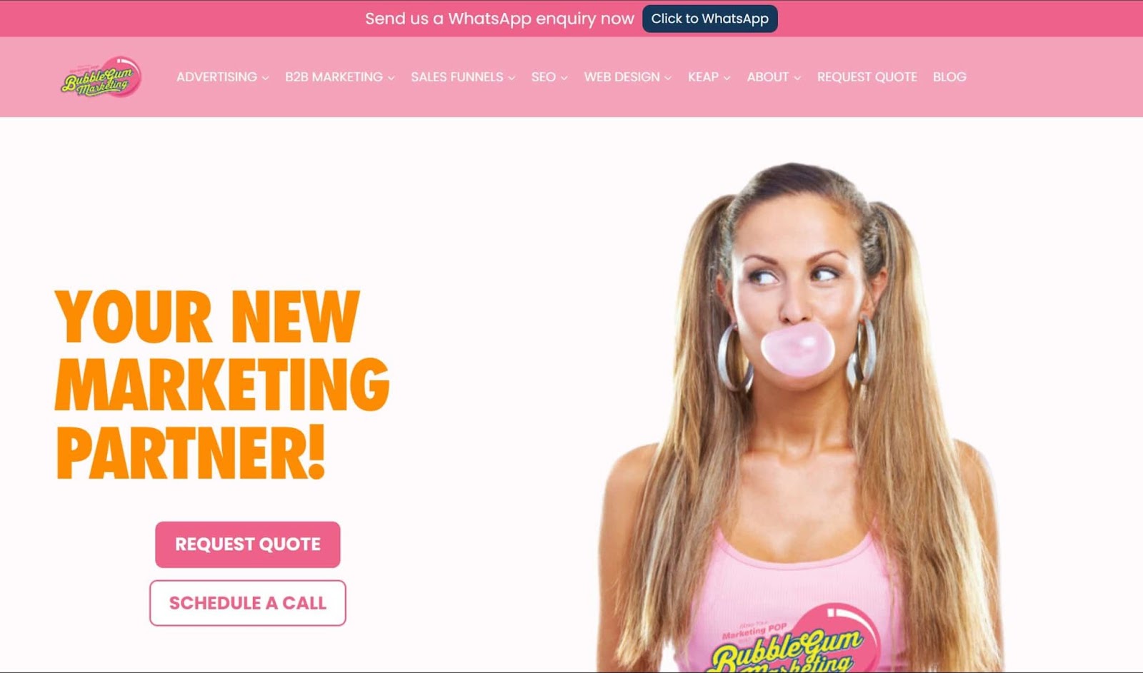 Screenshot of  Bubblegum Marketing website