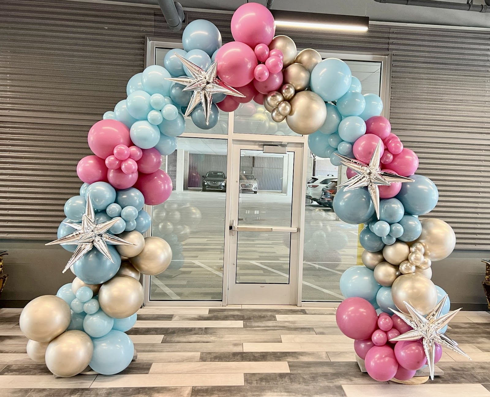 Pink and Blue Balloon Arch with Starburst in Pittsburgh by Party on Butler
