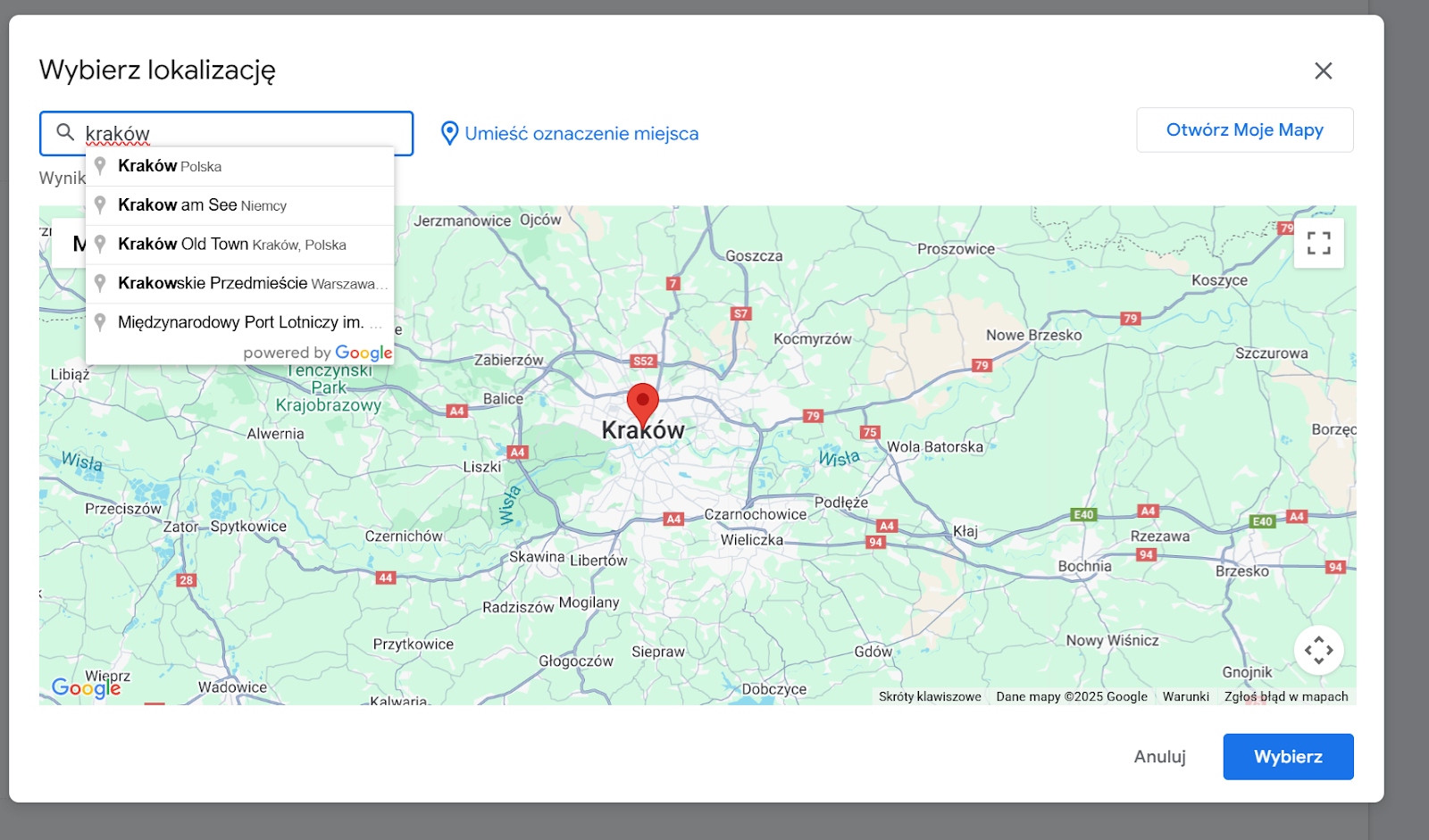 Tworzenie witryny z Google Sites. Mapa