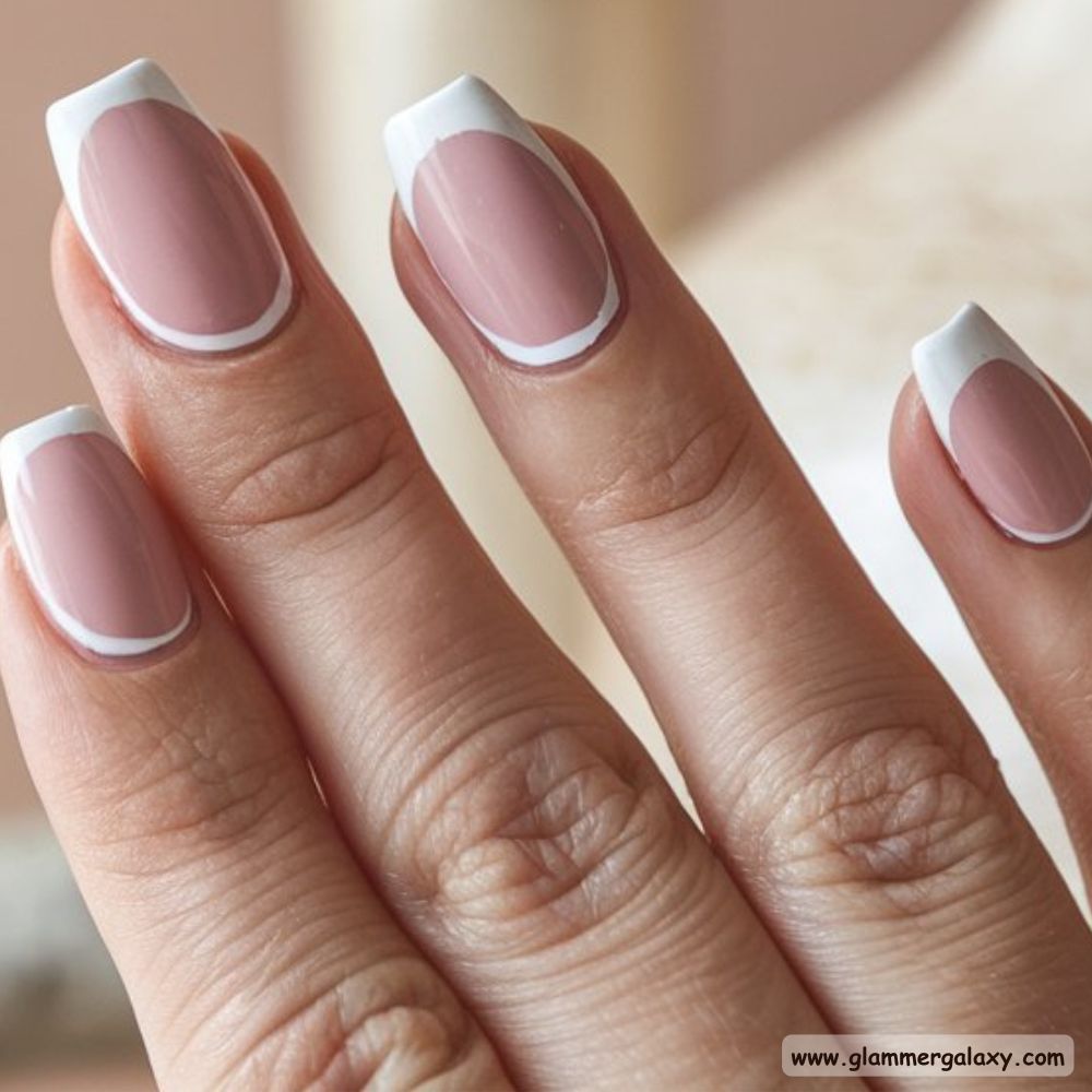 Summer French Tip Nails , Asymmetrical Side Tips