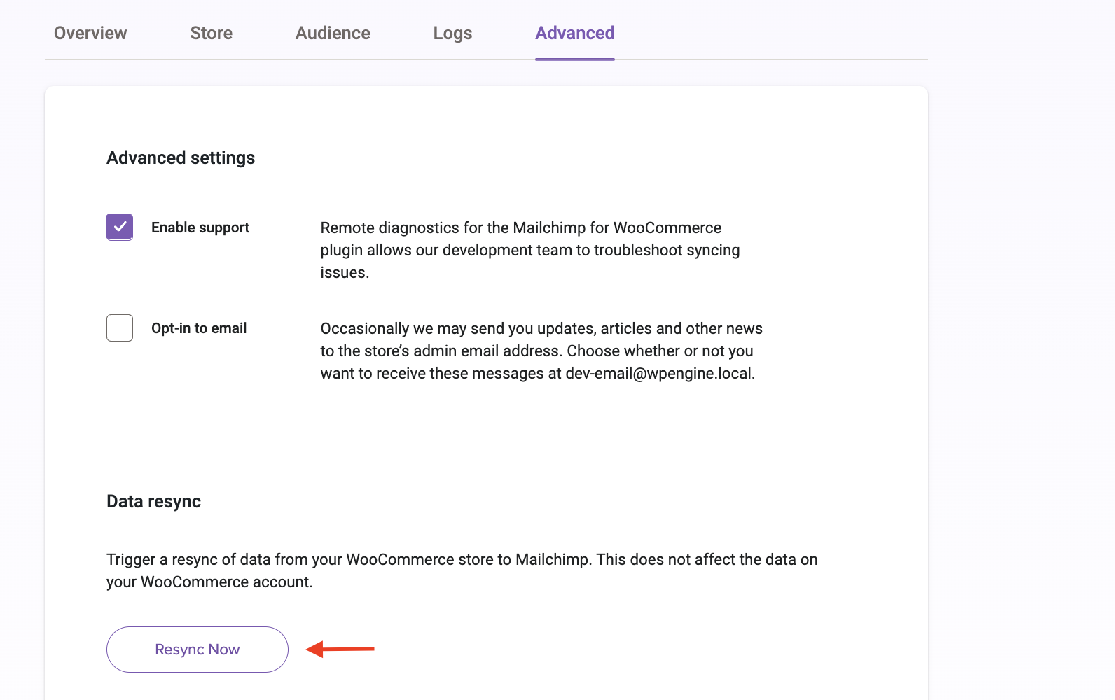 Advanced woocommerce configuration settings with Mailchimp