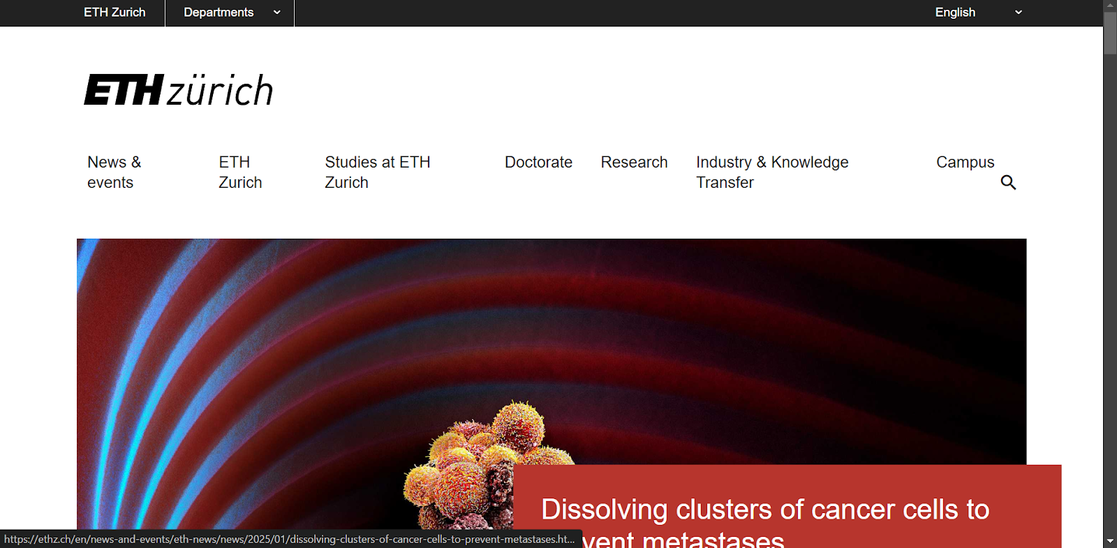 ETH Zurich web design