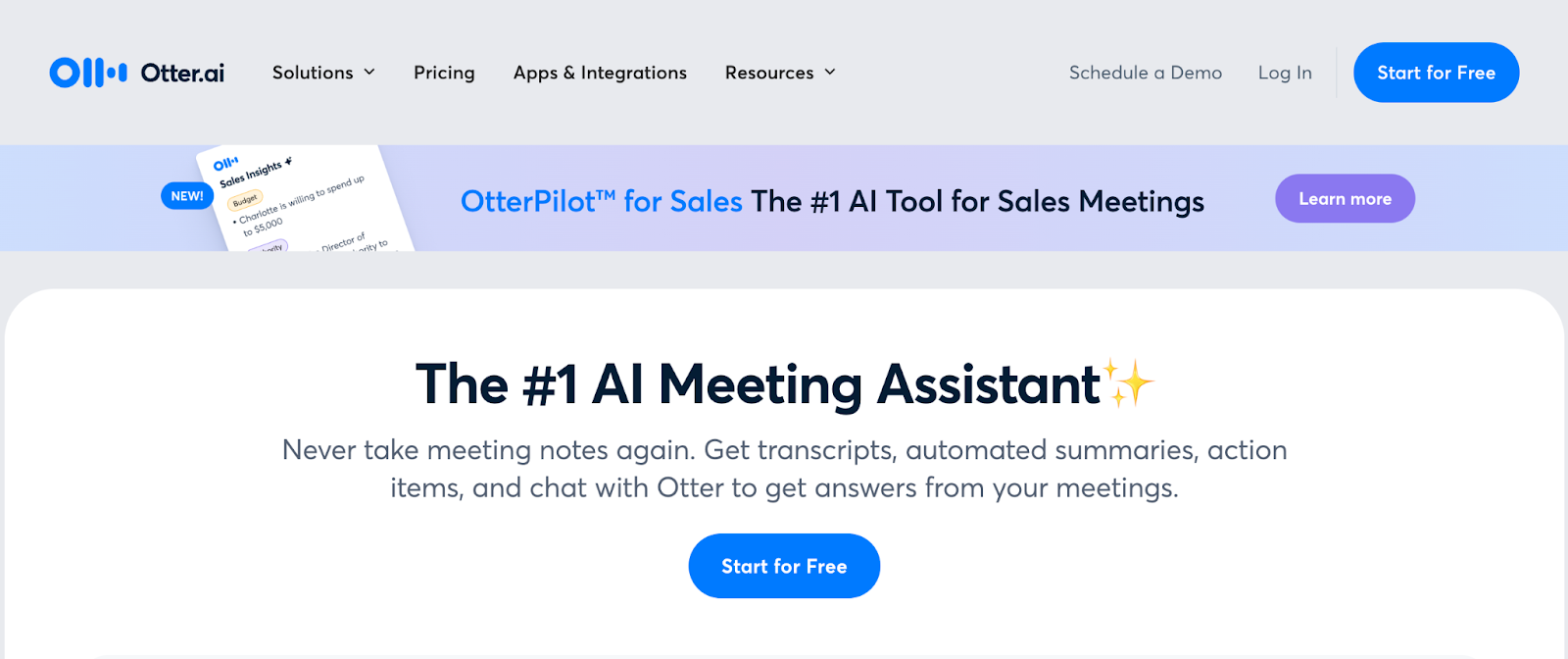 otter.ai homepage