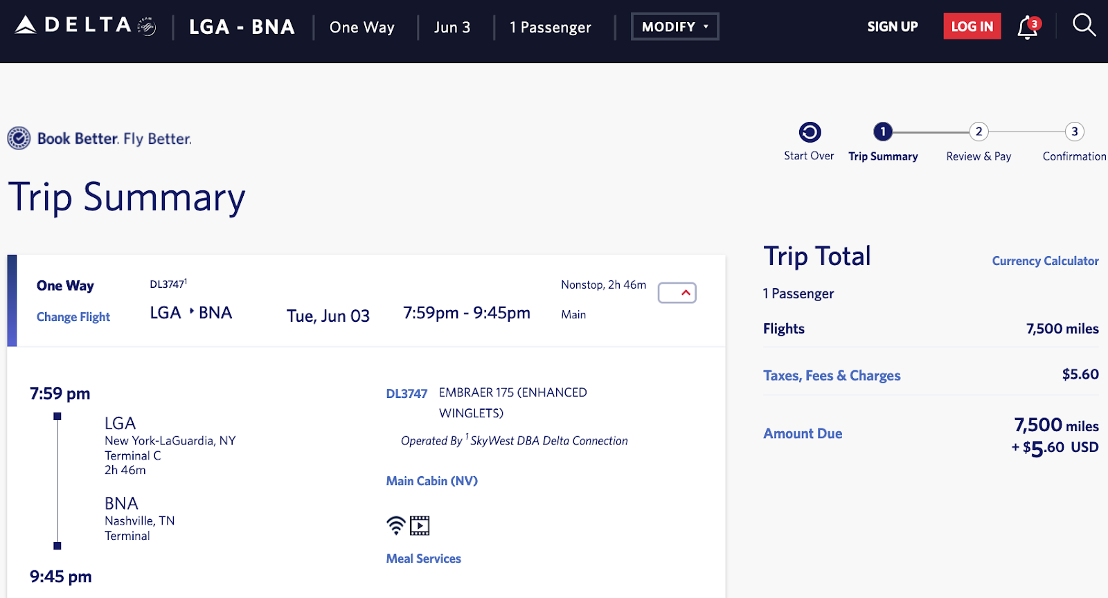 LGA to BNA example