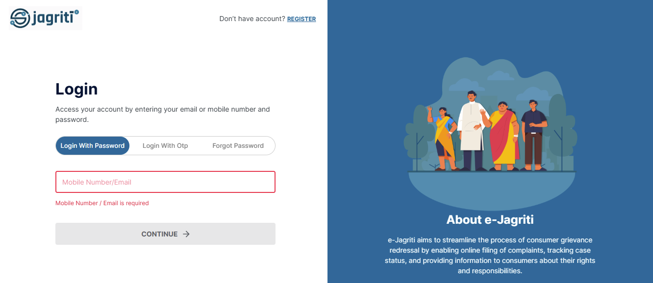 E-Jagriti - Consumer Login Page