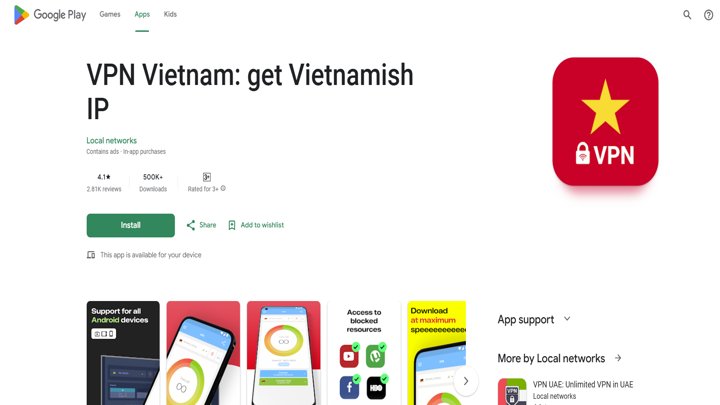 Download Vietnam VPN through the Google Play Store