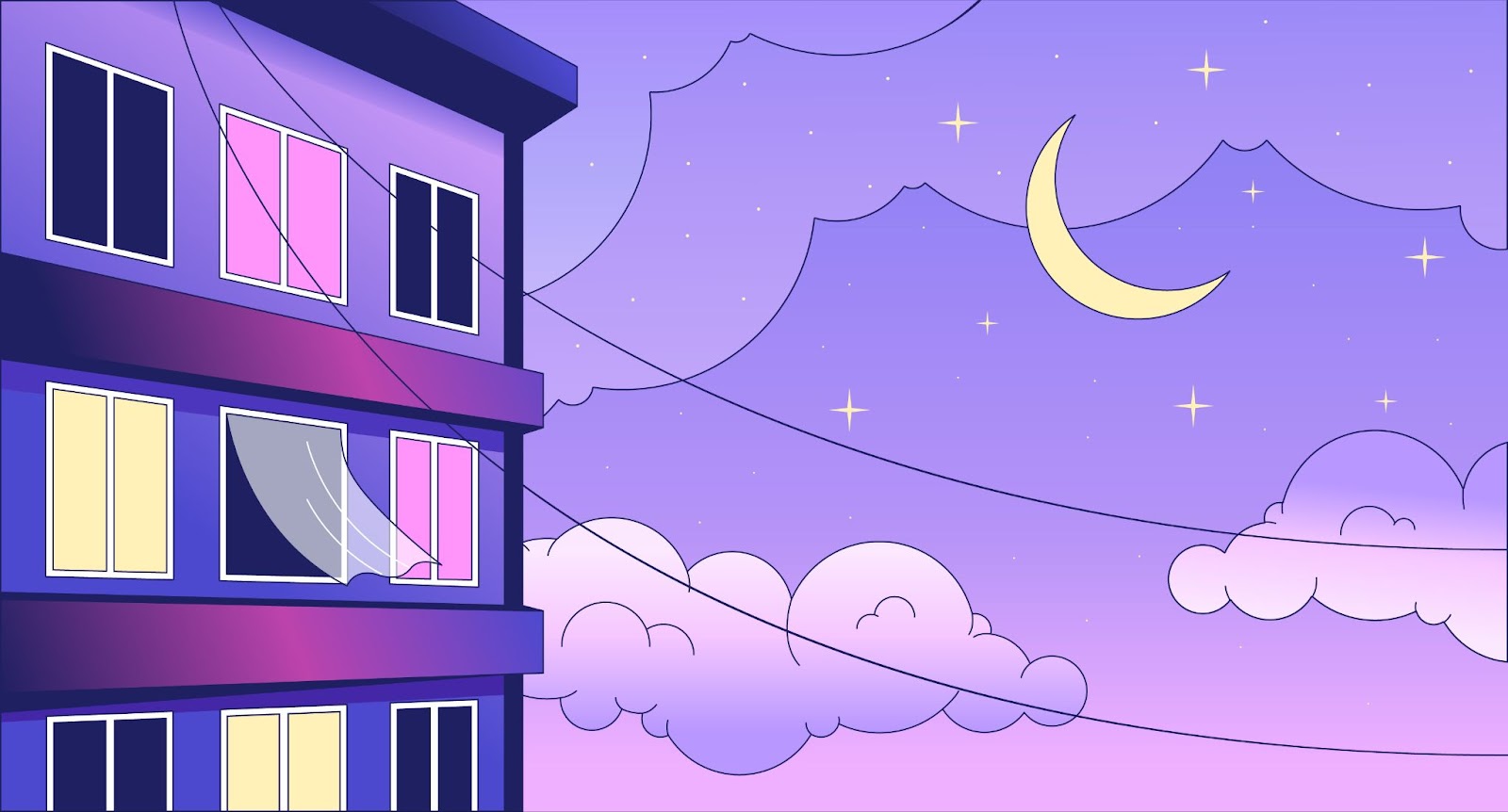 Apartment building at night