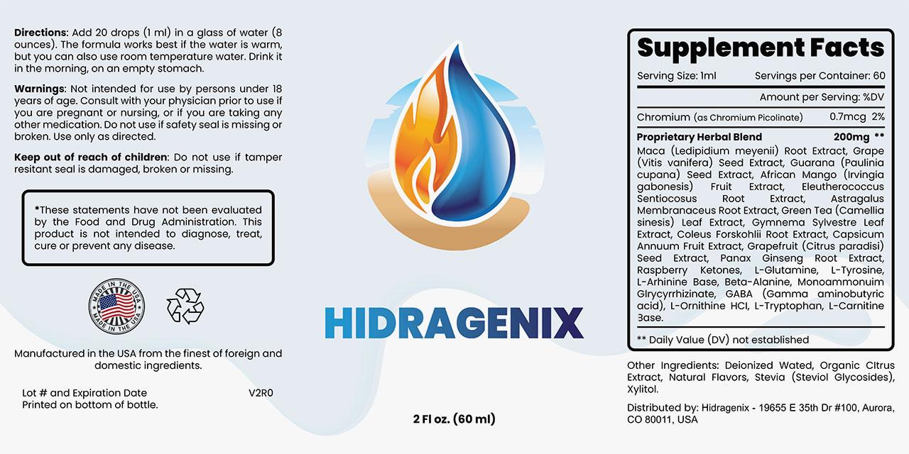 Hidragenix Supplement Facts