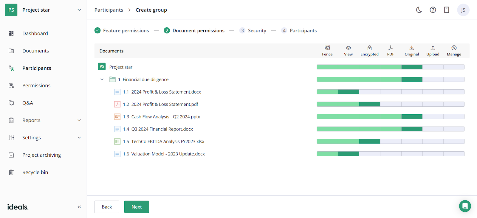 File-specific permissions in a VDR