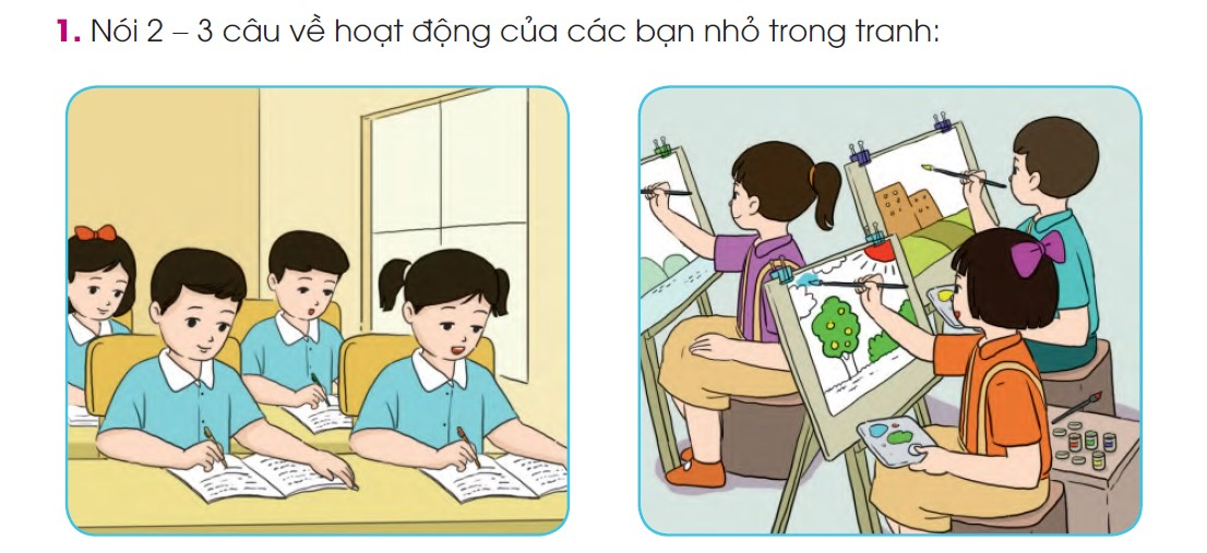 BÀI 11: HỌC CHĂM, HỌC GIỎIChia sẻCâu 1: Nói 2-3 câu về hoạt động của các bạn trong tranh.Giải nhanh:Tranh 1: Viết bài.Tranh 2: Vẽ tranhCâu 2: Em thích ý tưởng sách tạo nào dưới đây của các bạn học sinh? Vì sao?Giải nhanh:Em thích ý tưởng sách tạo Phi thuyền phá tan bão. Vì nếu có phi thuyền sẽ có thể làm tan bão giúp con người không phải chịu thiên tai.BÀI ĐỌC 1: CÓ CHUYỆN NÀYĐọc hiểu Câu 1: Em hiểu chữ nằm trong lọ mực là gì? Chọn ý đúng.a) Lọ mực đã có sẵn các chữ cái.b) Lọ mực đã có sẵn các bài thơ, bài toán…c) Lọ mực sẽ giúp em viết chữ, làm thơ, làm toán.Trả lời:- Em hiểu chữ nằm trong lọ mực là: c) Lọ mực sẽ giúp em viết chữ, làm thơ, làm toán.Câu 2: Khổ thơ 1 còn nói đến sự vật nào khác? Chúng nằm ở đâu?Trả lời:- Khổ thơ 1 còn nói đến:Lửa nằm trong bao diêm.Cái mầm nằm trong hạt.Cái hoa nằm trong cây.Dòng điện nằm trong dây.Câu 3: Khổ thơ 2 nhắc đến  những phép biến diệu kì