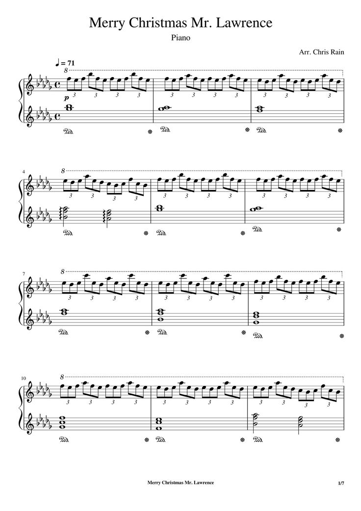 This contains an image of Ryuichi Sakamoto's "Merry Christmas Mr. Lawrence," solfa notation