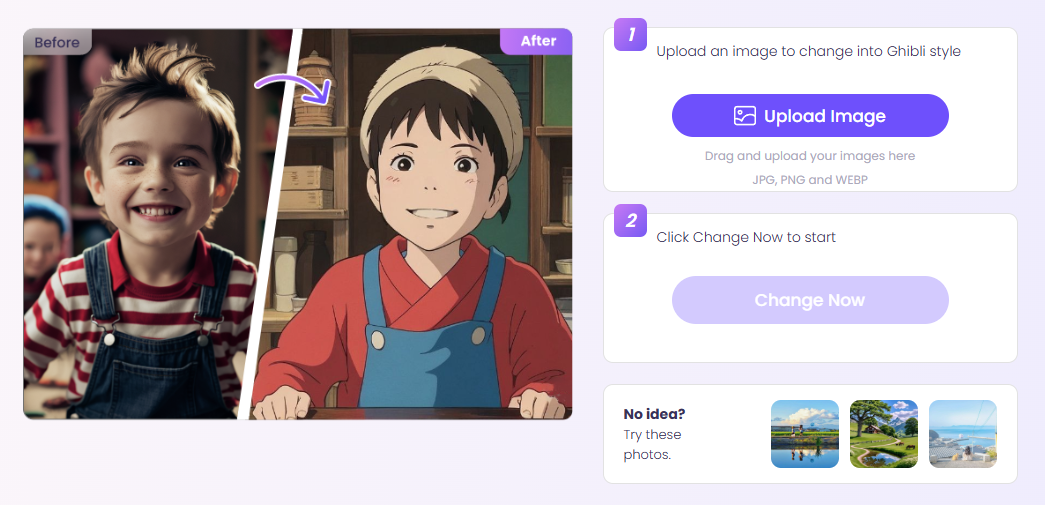 Steps of Making Studio Ghibli Filter With Vidnoz AI