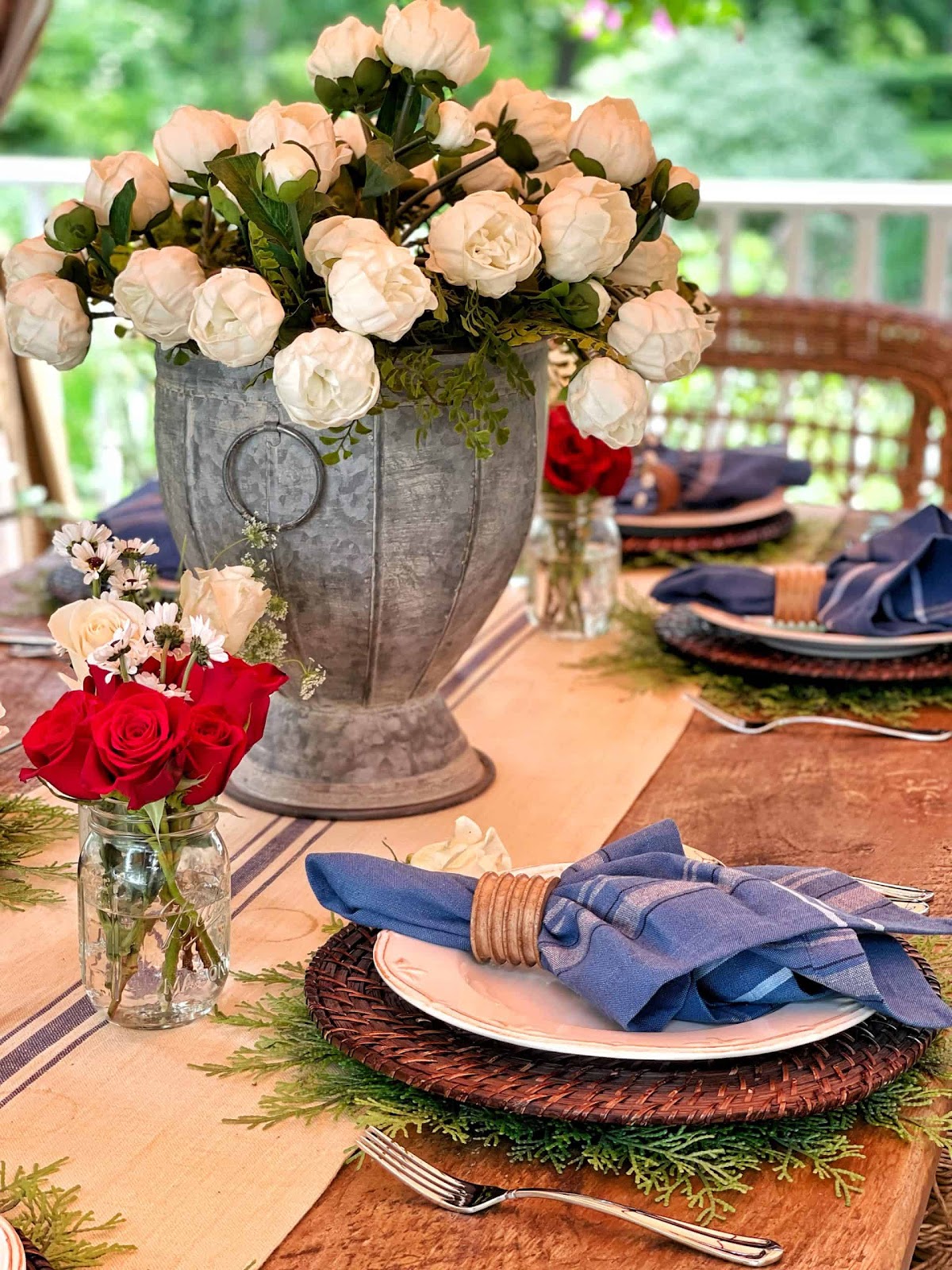 Festive Farmhouse 4th of July Tablescape Ideas - Bricks 'n Blooms with  Stacy Ling