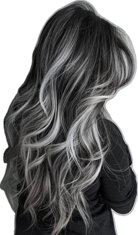 Metallic gray balayage hair