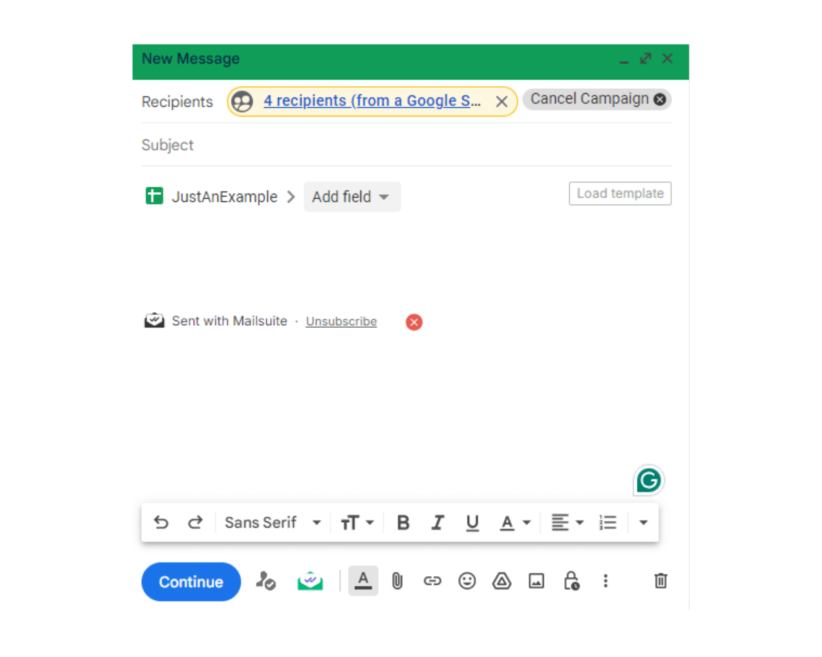 After importing data, Gmail automatically populate the To field with recipients email addresses