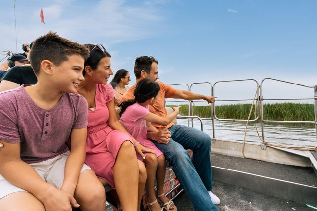 Family enjoying an airboat ride