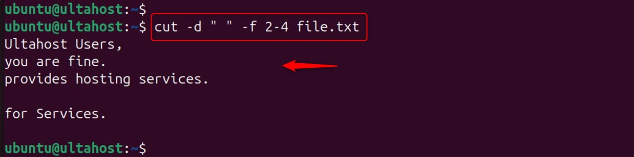 extracting a range of field with cut command