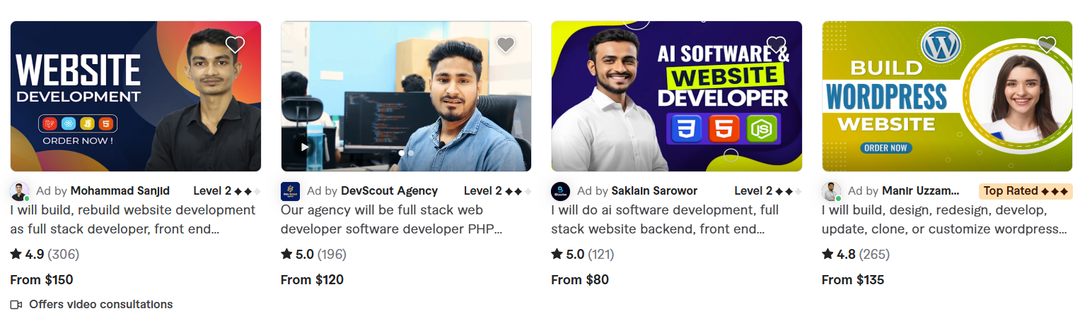 website build packages Fiverr
