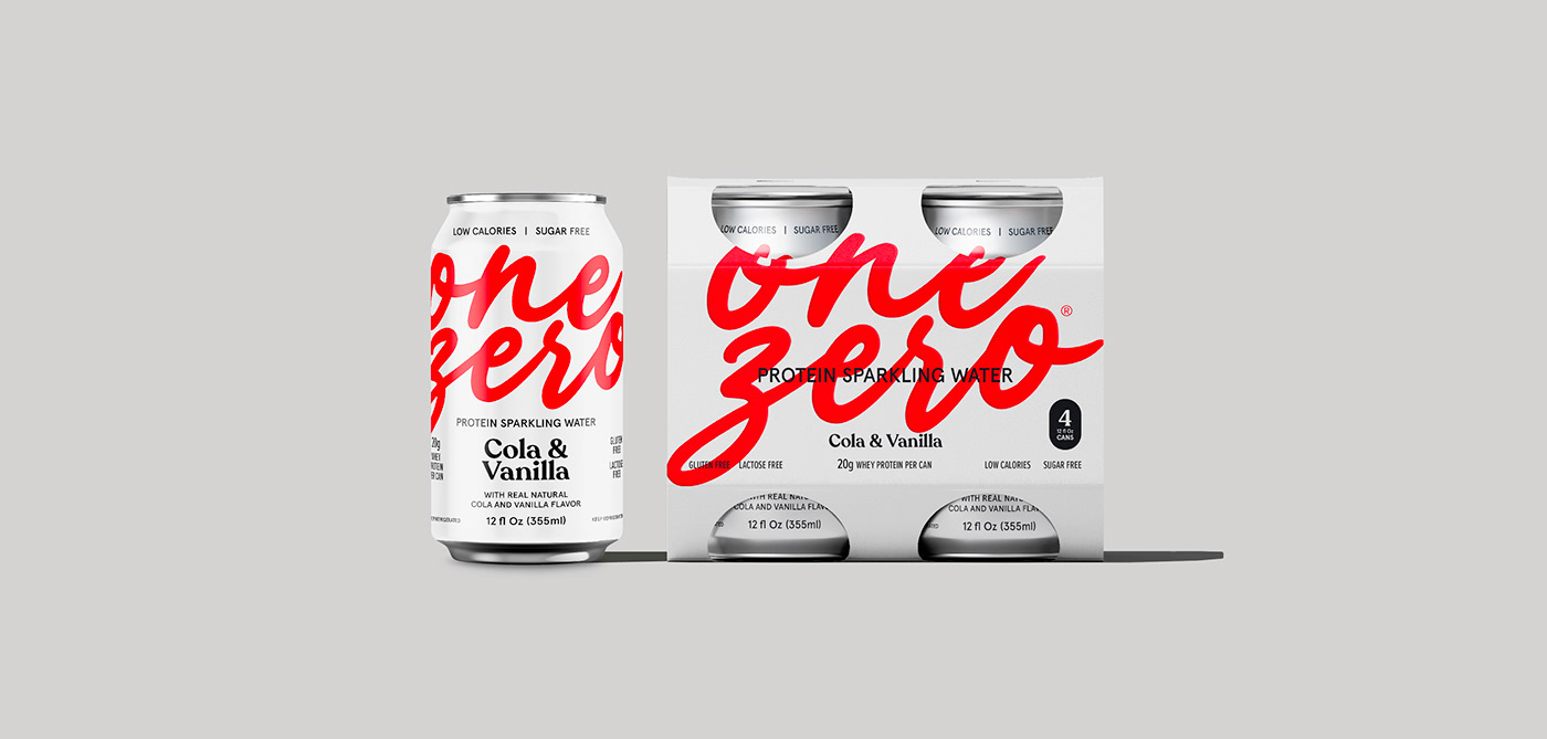 Image from the Onezero Protein Sparkling Water: Branding and Packaging Design article on Abduzeedo