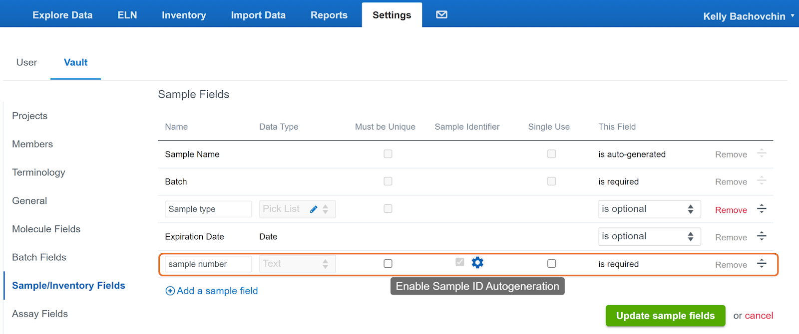 Shows auto-generated ID fields