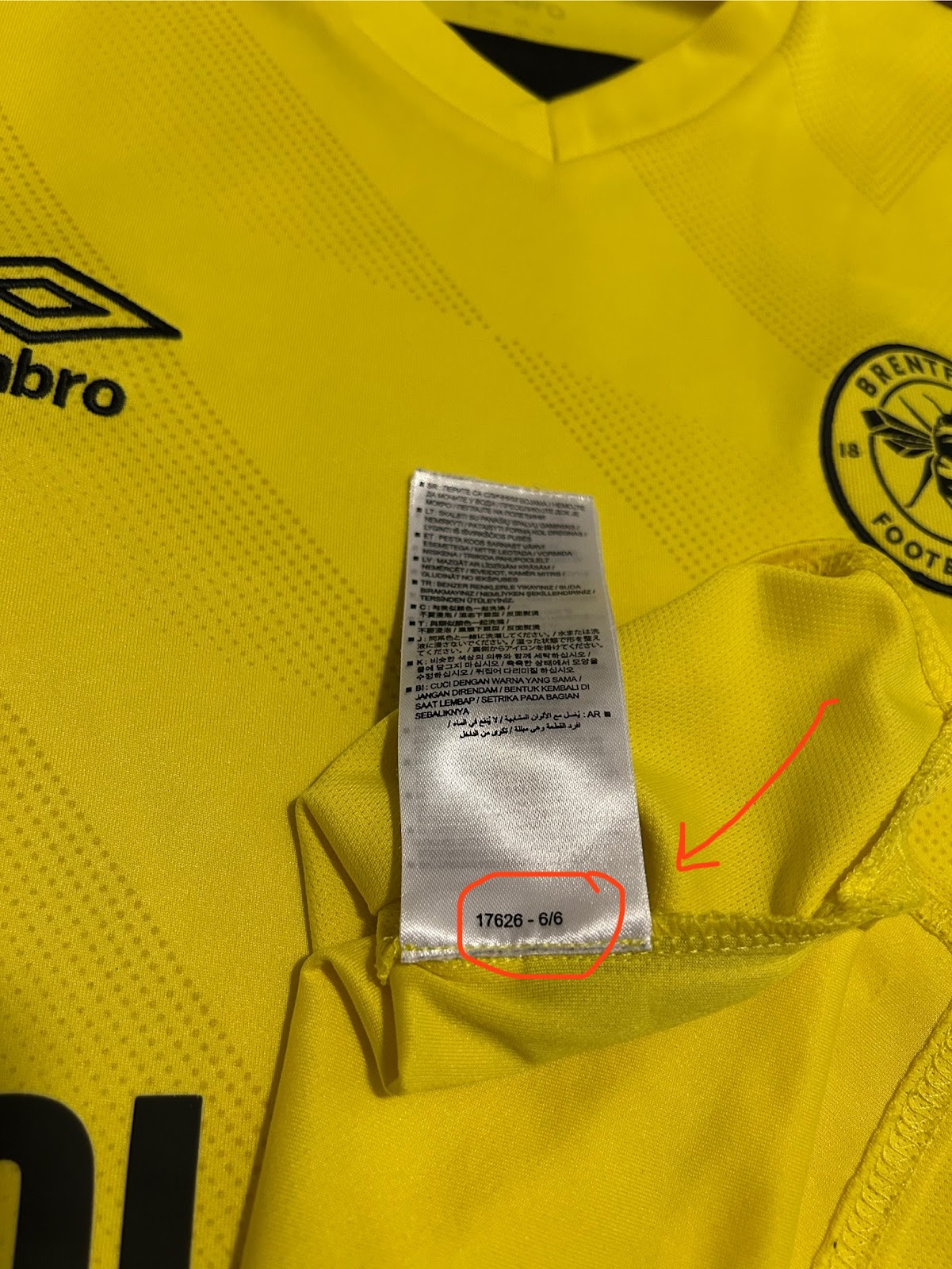 How to check Umbro shirt authenticity (code)